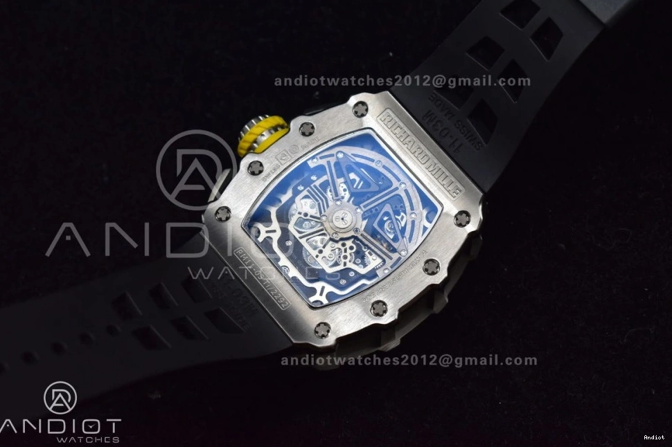 V3 Best KVF Crystal RM011 Black on Edition Chrono Black SS A7750 Dial 1:1 Strap Rubber 0901